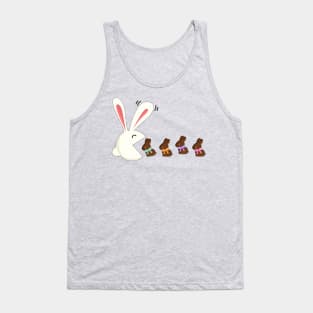 Funny Easter Rabbit Eating Chocolate Easter Bunnies Tank Top